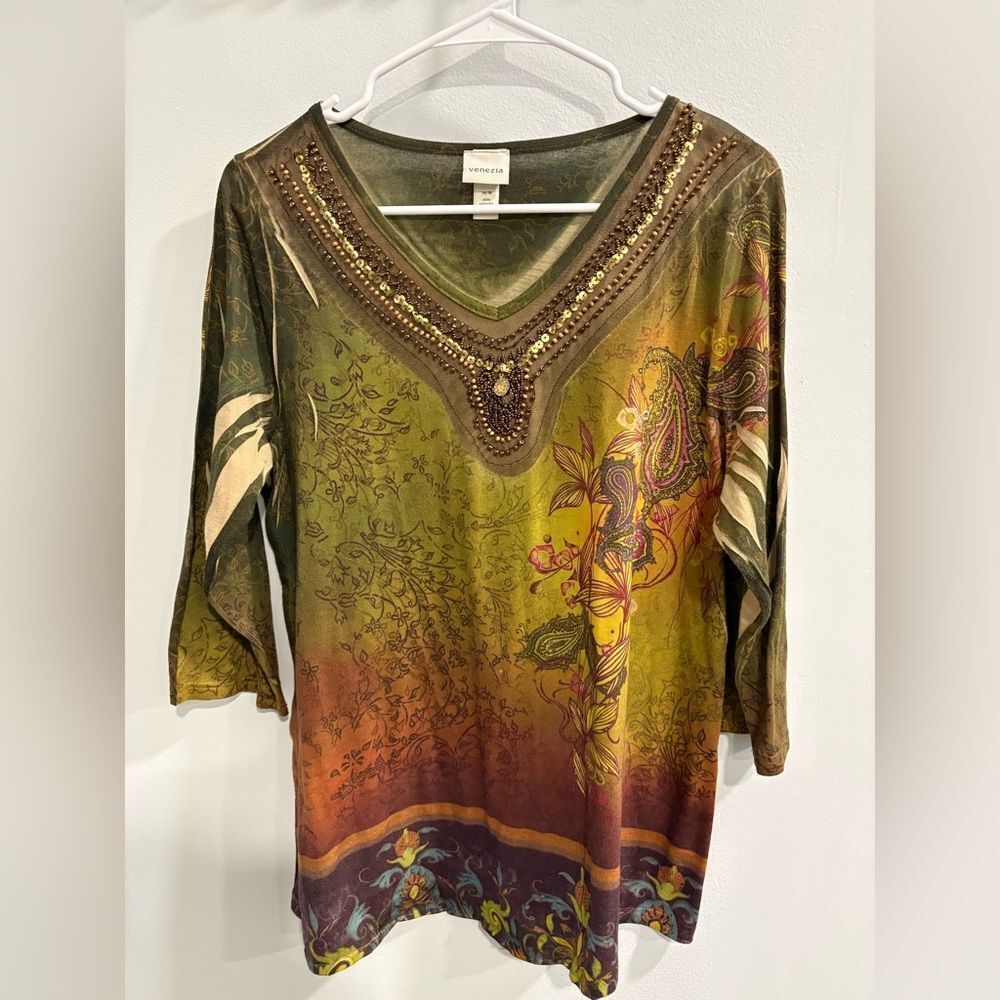 Venezia Multicolor Embellished Tunic
